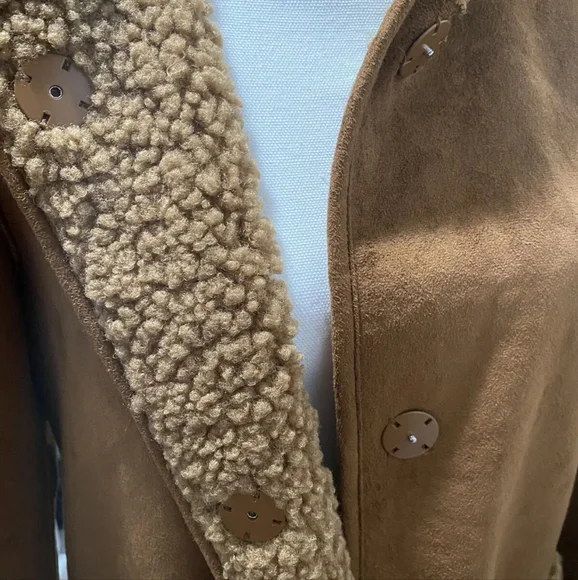 Michael Kors Hooded Faux Suede/Faux Fur Jacket (Cappuccino Brown) - Picture 6 of 7